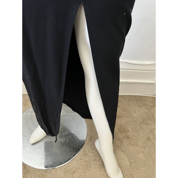 Paolina Paris Black Sexy Sleeveless Front Slit Zippered Stretch Maxi Dress Small - Picture 7 of 14